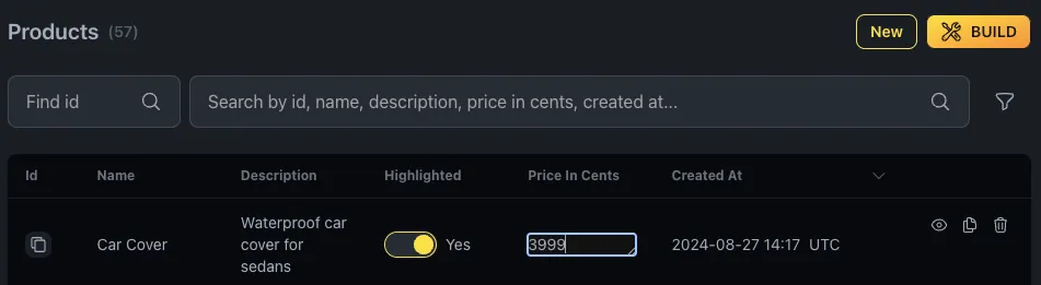 Editing a field on the table view