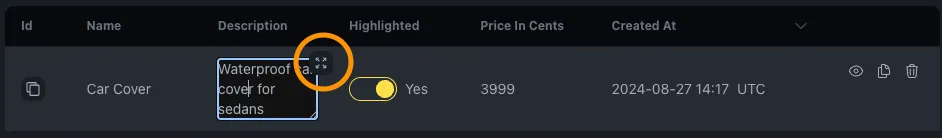 Expand icon on field