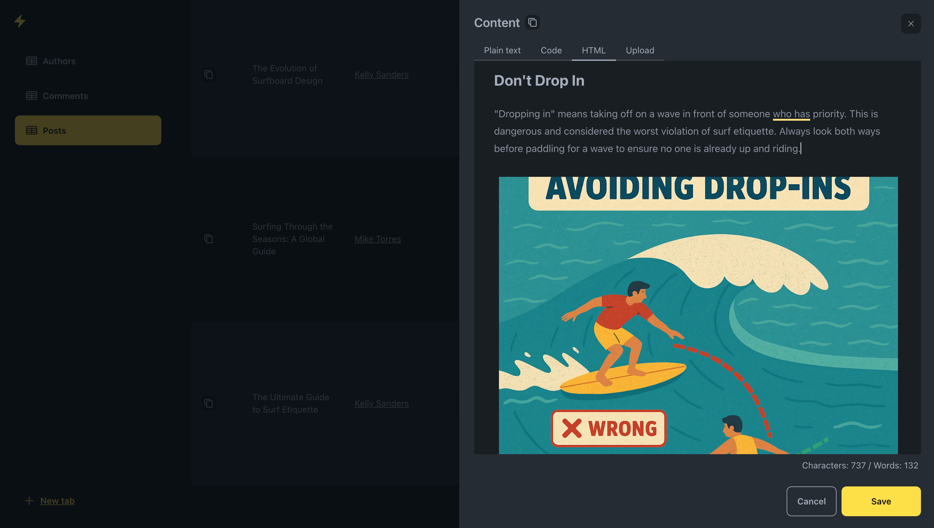 Notion-like HTML editor interface