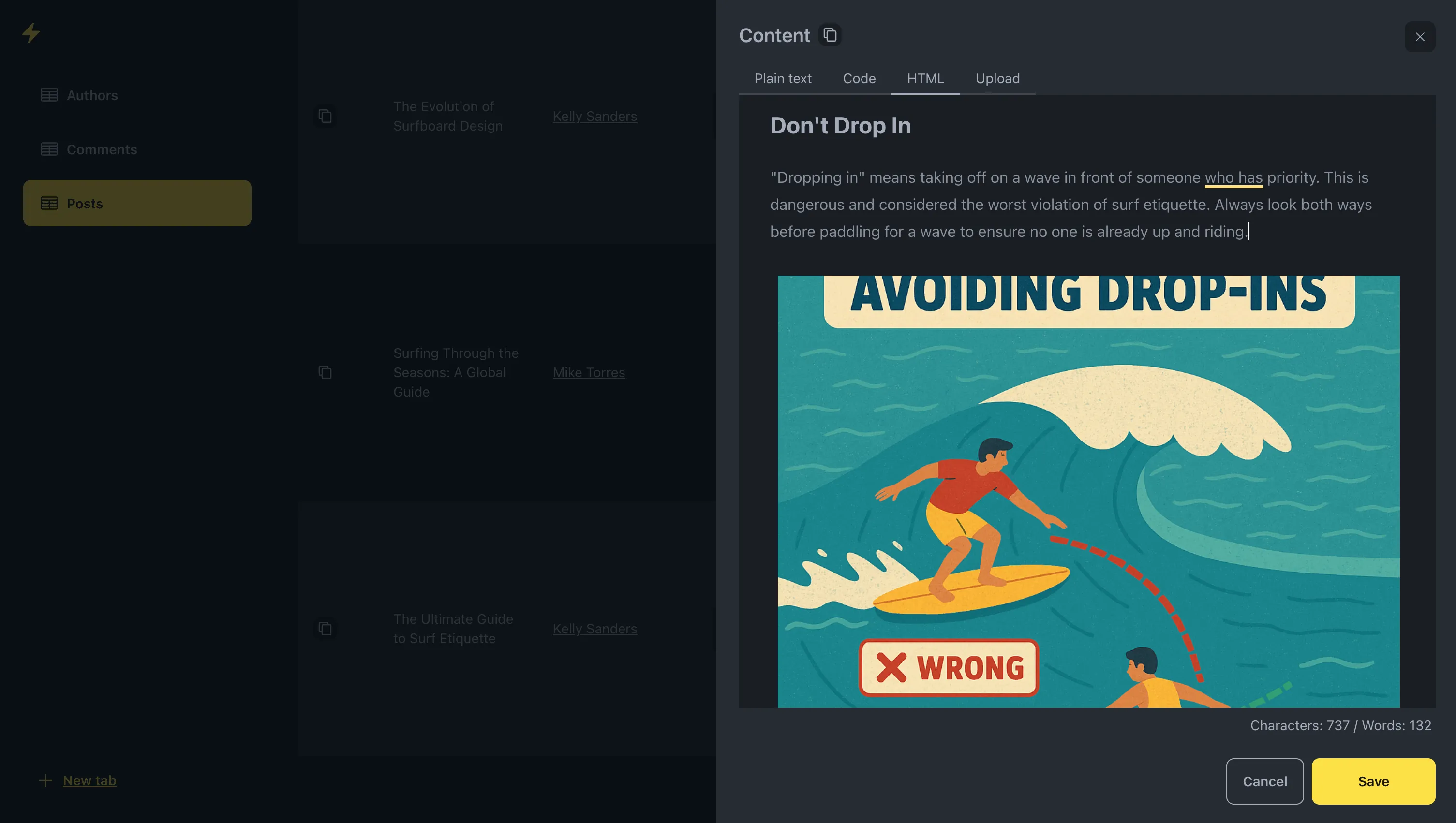 Notion-like HTML editor interface