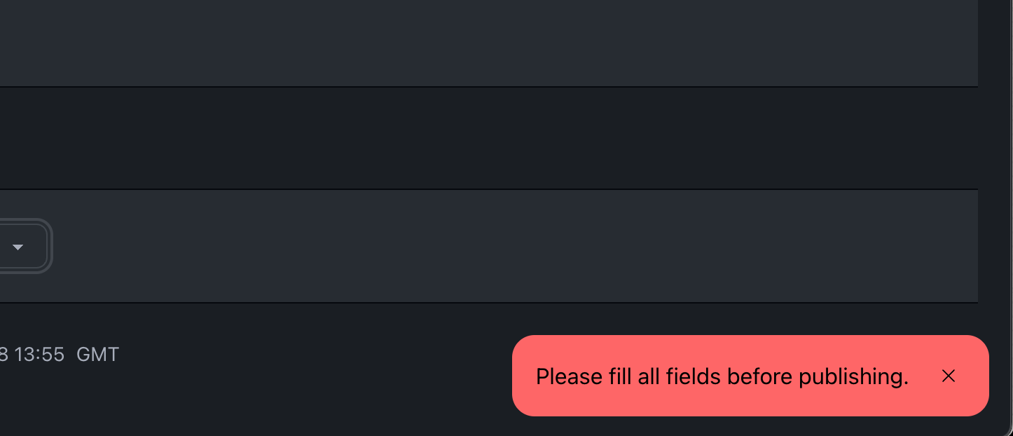 Error message displayed when trigger validation fails