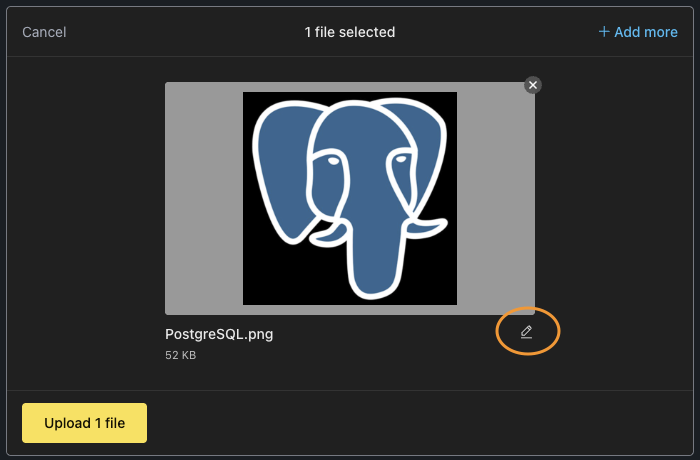 Review upload screen with pencil icon highlighted