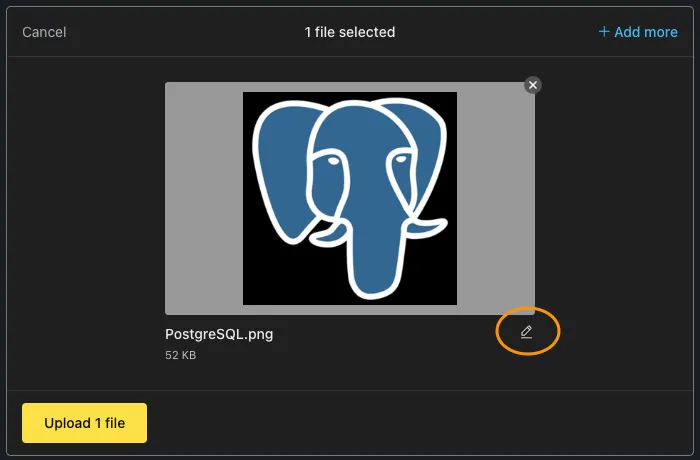 Review upload screen with pencil icon highlighted