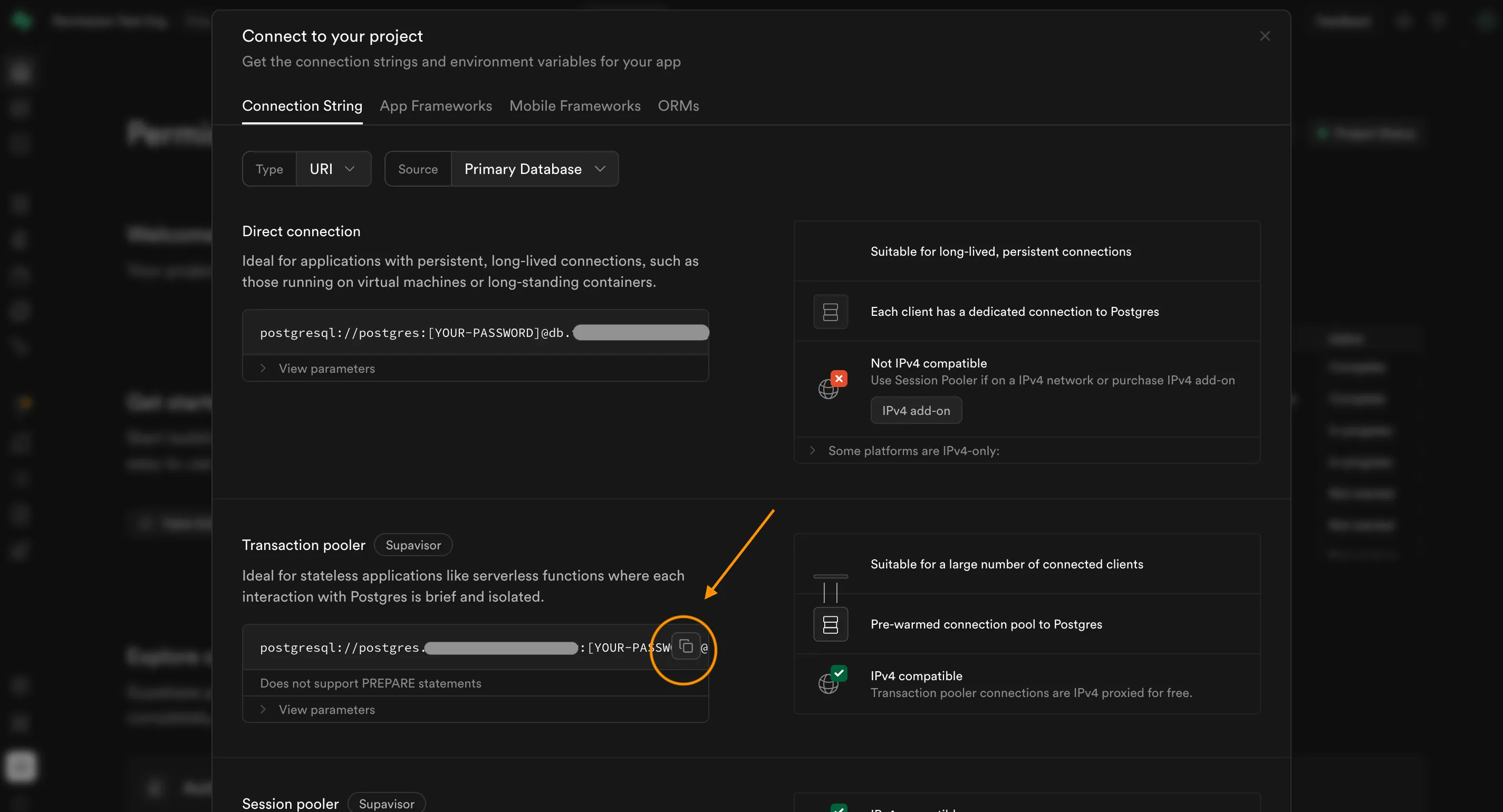 Supabase connection string
