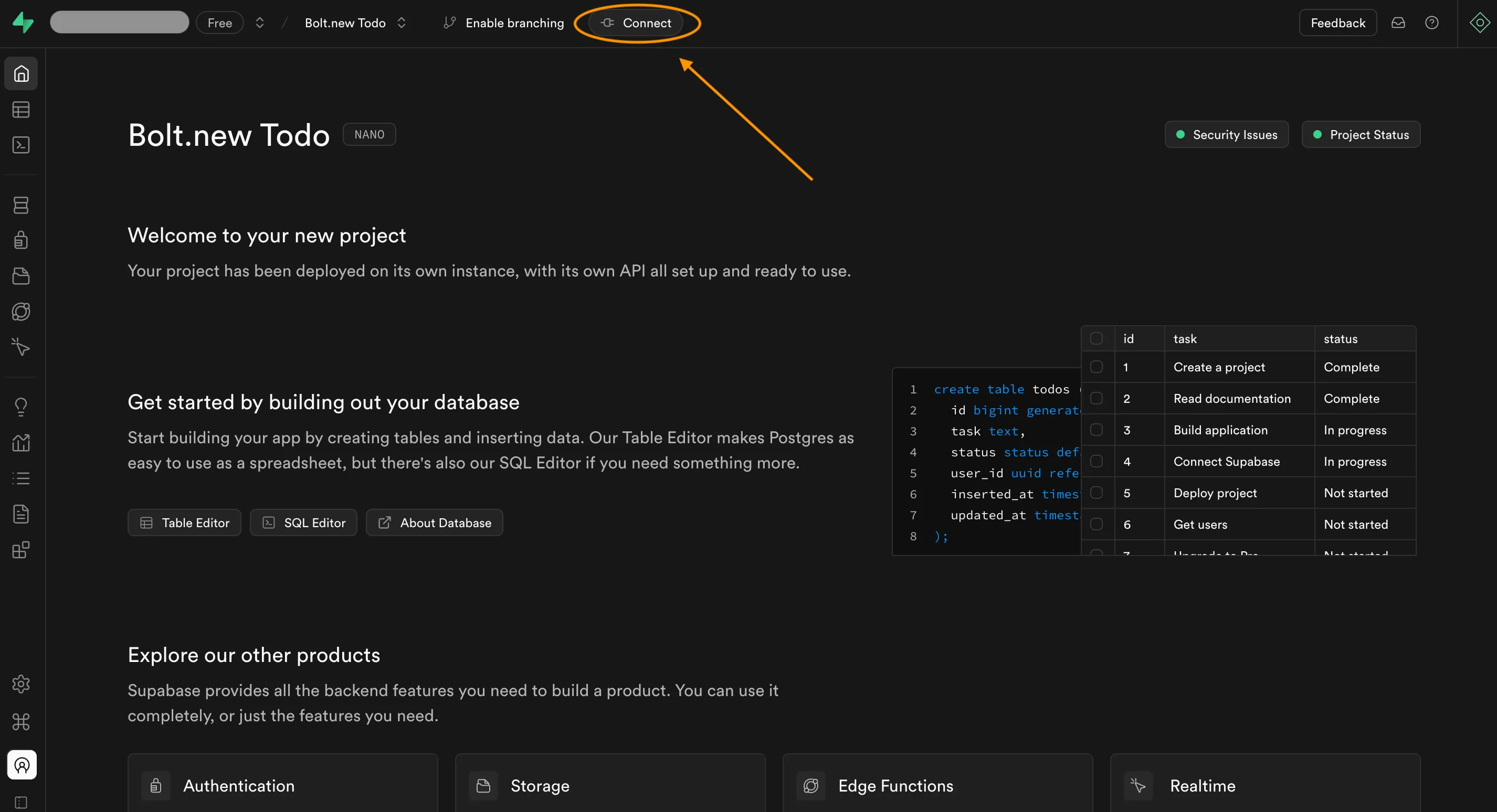 Bolt Supabase project