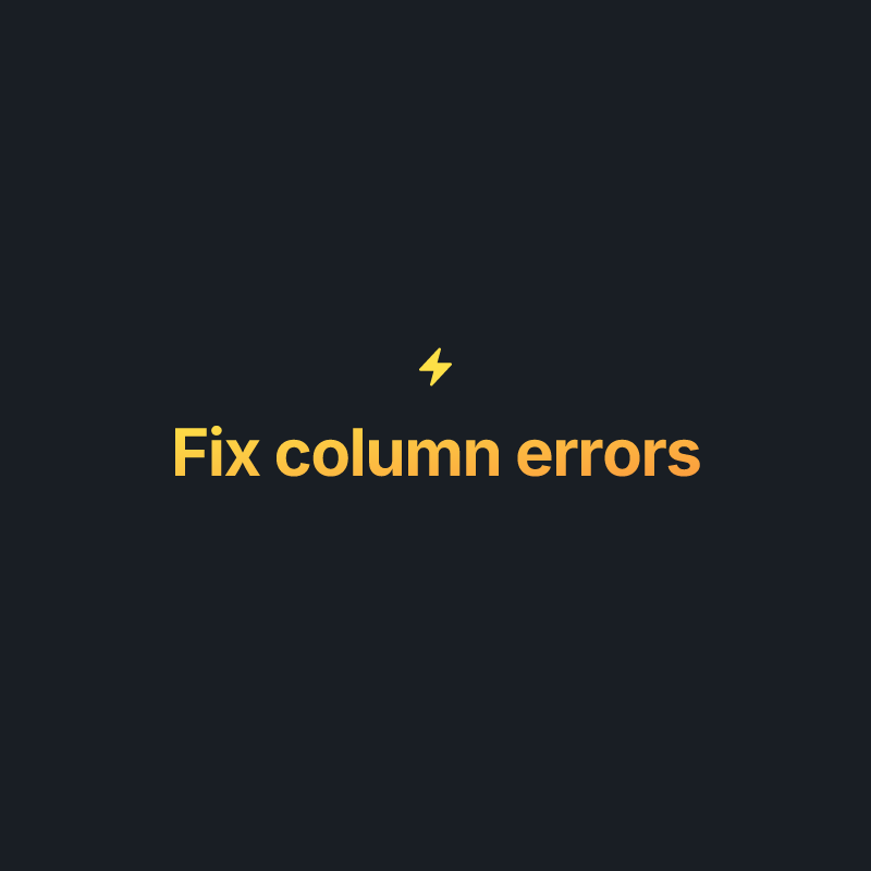 Fix column errors · Tabs · Flashboard