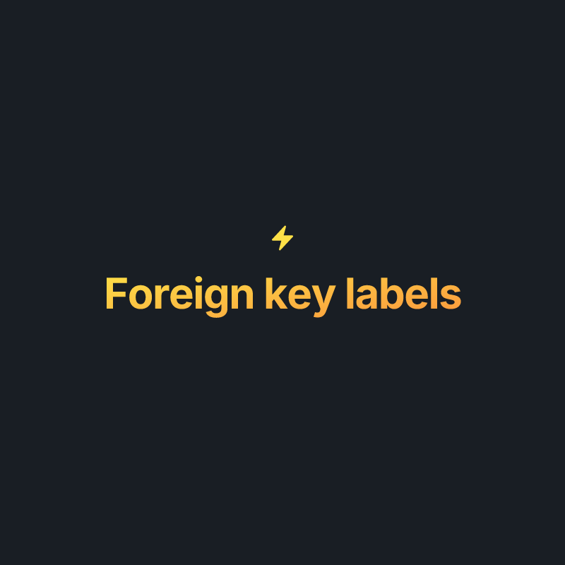 Foreign key labels · Data display · Flashboard